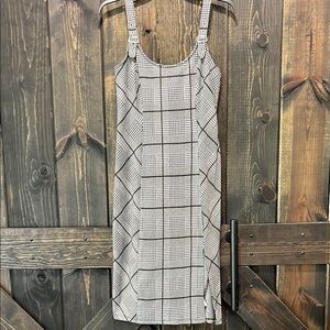 Lily Rose Plaid Jumper Dress Size L Y2K Academia Grey Black